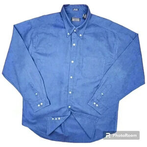 CLASSIC BLUES Oxford Dark Blue long-sleeved cotton button-down shirt EUC  XL